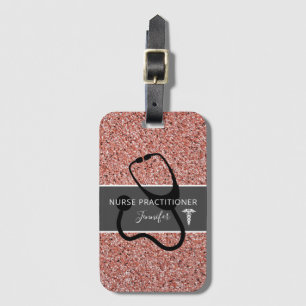 Nurse Practitioner Rose Gold Glitter Personalized Luggage Tag