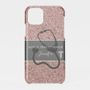 Nurse Practitioner Rose Gold Glitter Personalized iPhone 11 Pro Case