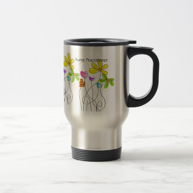 Nurse Practitioner Travel Mug Floral 2 (Right)