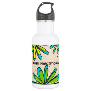 Nurse Practitioner Whimsical Flowers II Stainless Steel Water Bottle