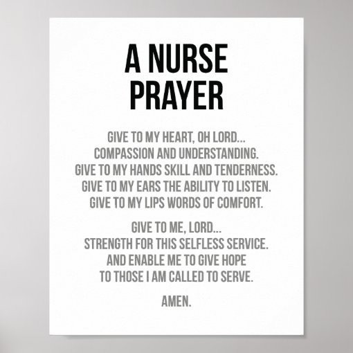 Nurse Prayer Poster | Zazzle