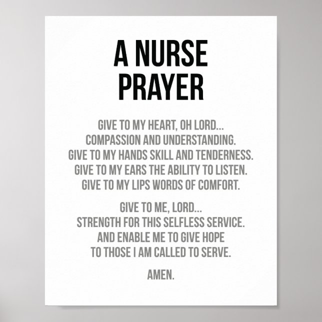 Nurse Prayer Poster (Front)
