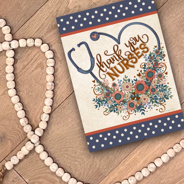 Nurse Pretty Floral Heart Thank You Inspirivity Card (Creator Uploaded)