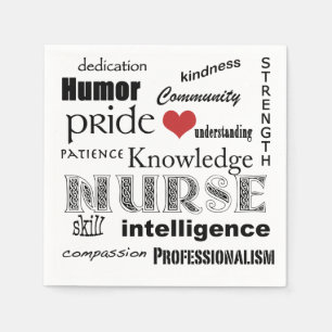 Nurse Pride-Attributes+Red Heart Paper Napkins