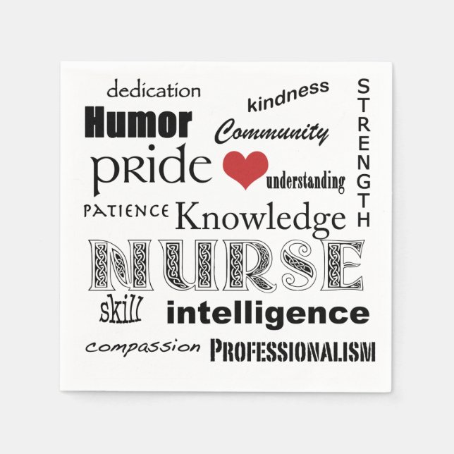 Nurse Pride-Attributes+Red Heart Paper Napkins (Front)