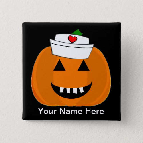 Nurse Pumpkin Name Badge Hand Turkey Pinback Button