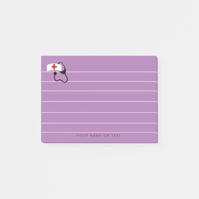 Nurse Purple Stethoscope Fun Personalized Post-it Notes (Front)