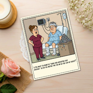 Nurse Questions Patient's Medication Use Get Well Postcard