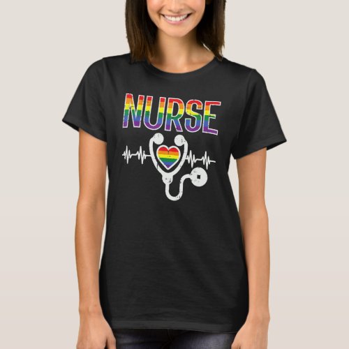 Nurse Rainbow Flag Gay Pride Ally Lgbtq Month Men  T_Shirt