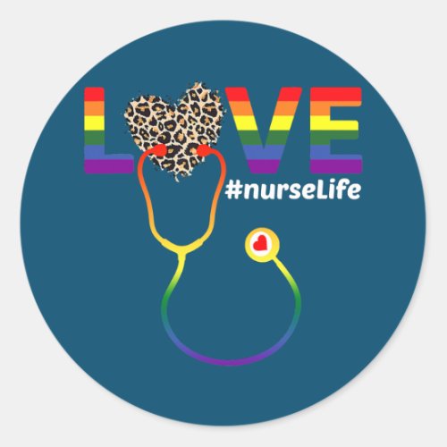 Nurse Rainbow Flag LGBT Q Cool Gay Pride Ally Classic Round Sticker