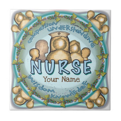 Nurse Rainbow Motto custom name Ceramic Tile