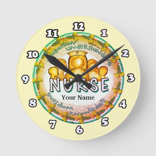 Nurse Rainbow Motto custom name clock