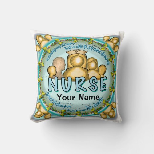 Nurse rainbow motto custom name  throw pillow