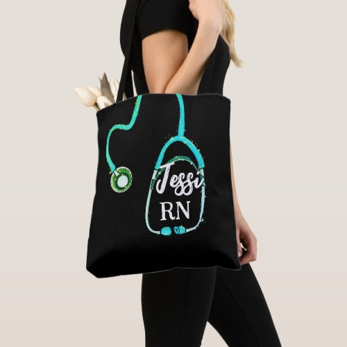 Nurse Registered RN Stethoscope Teal Green Tote Bag