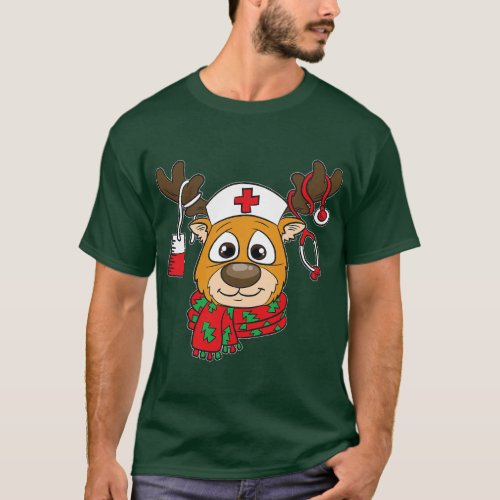 Nurse Reindeer Christmas Pajama Cool Xmas RN LPN N T_Shirt