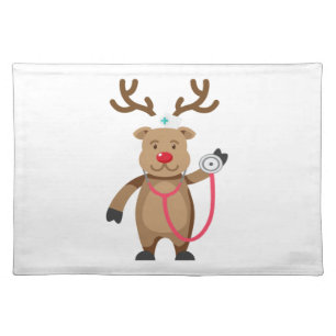 NURSE REINDEER Funny Cute Christmas Artwork Nursin Cloth Placemat