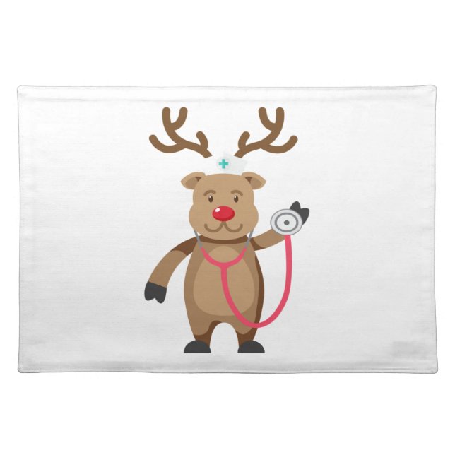 NURSE REINDEER Funny Cute Christmas Artwork Nursin Cloth Placemat (Front)
