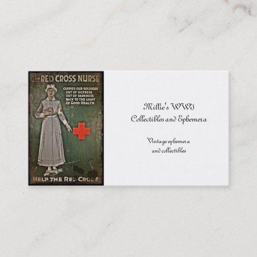 Nurse Requesting Donations WWI Business Card