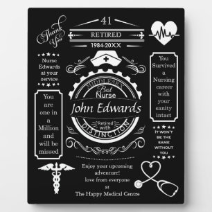 nurse retirement gift for boss, long service plaque