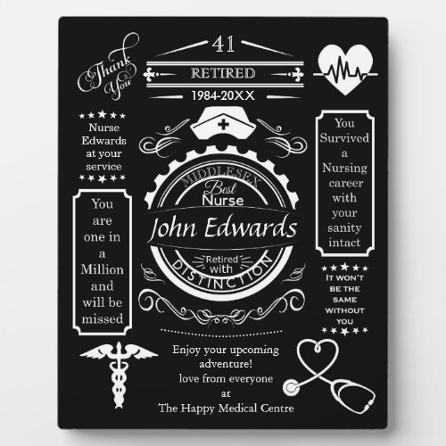 nurse retirement gift for boss long service plaque