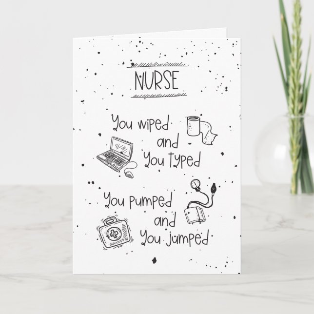 Nurse Retirement Humor Funny Hand Drawn Card (Front)