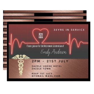 Nurse Retirement Invitation - Rose Gold Metallic