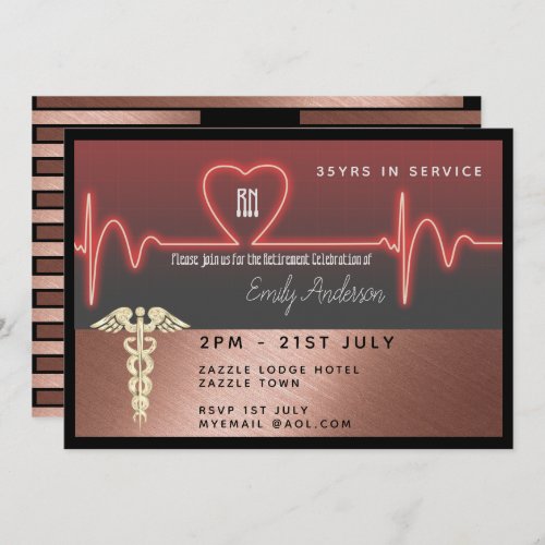 Nurse Retirement Invitation _ Rose Gold Metallic