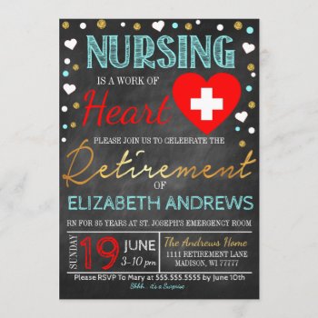 Nurse Retirement Invitation Work of heart