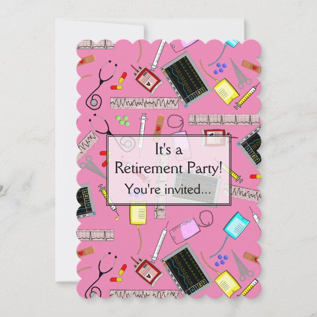 Nurse Retirement Party Invitations Pink (Front)