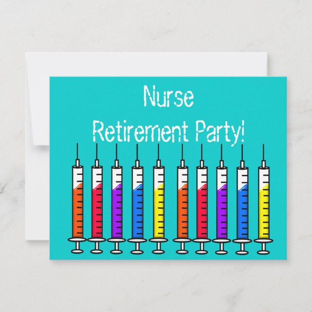 Nurse Retirement Party Invitations Syringes Design (Front)