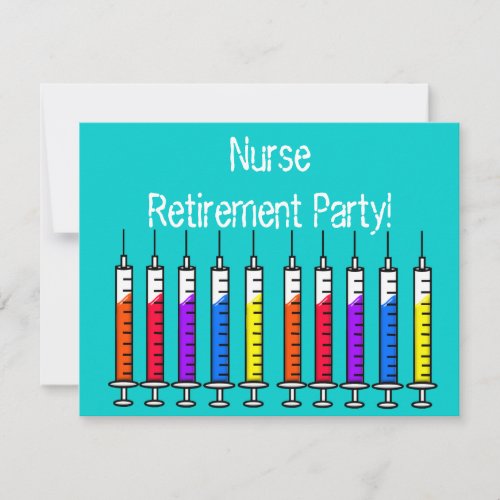 Nurse Retirement Party Invitations Syringes Design