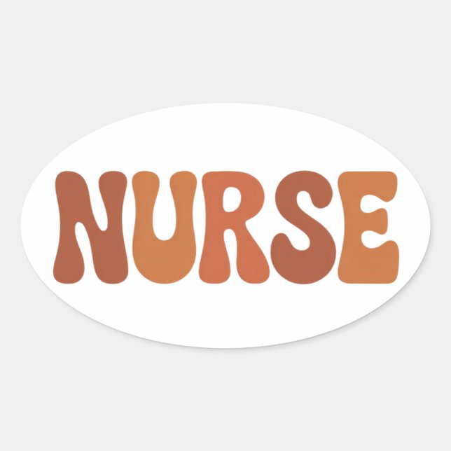 Nurse Retro Wavy Typography Oval Sticker (Front)