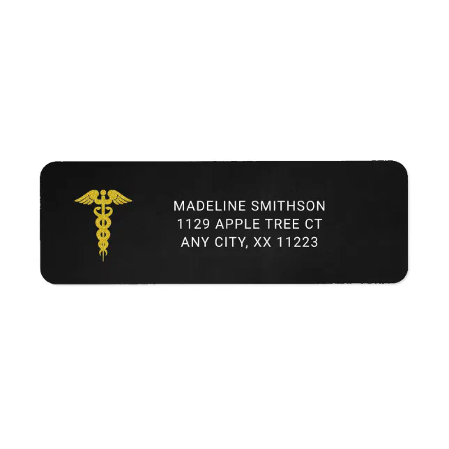 Nurse return address, medical symbol caduceus label Zazzle