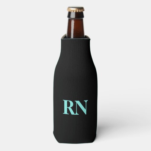 Nurse RN Black Turquoise Minimal Typography Bottle Cooler