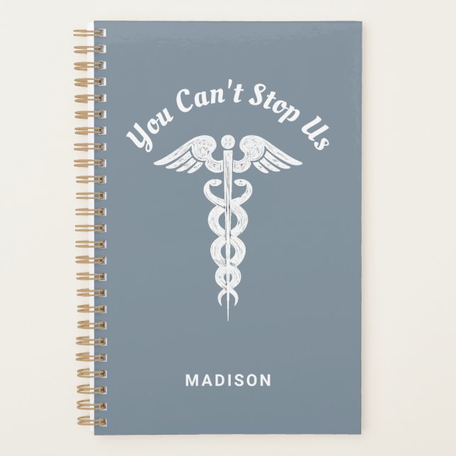Nurse RN Blue White Medical Caduceus Personalized Planner (Front)