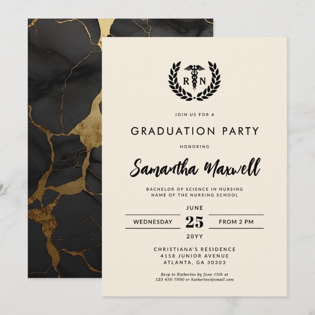 Nurse RN BSN Nursing School Graduation Party Invitation (Front/Back)