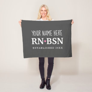 Nurse RN BSN Simple Cute Personalized Fleece Blanket