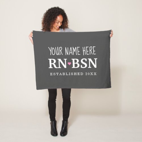 Nurse RN BSN Simple Cute Personalized Fleece Blanket