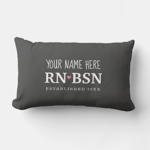 Nurse RN BSN Simple Cute Personalized Lumbar Pillow