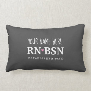 Nurse RN BSN Simple Cute Personalized Lumbar Pillow