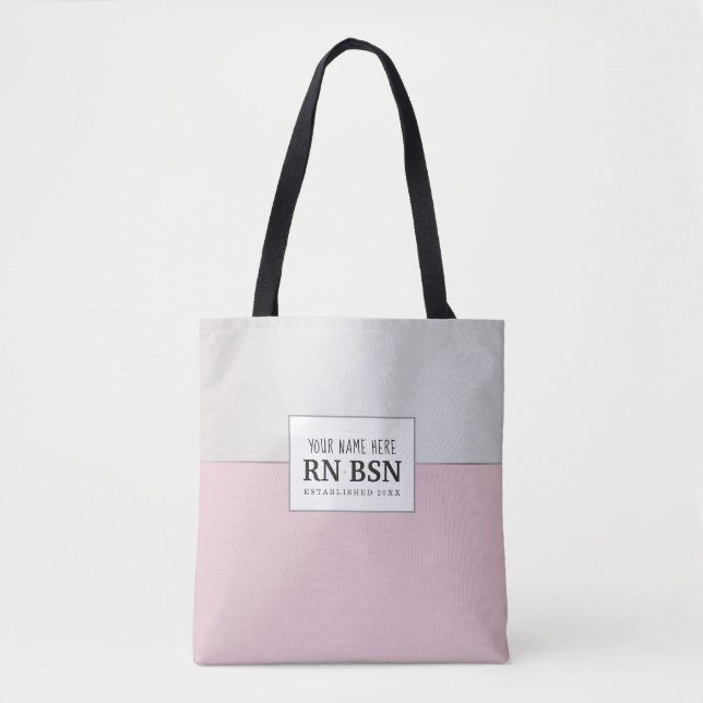 Nurse RN BSN Simple Cute Personalized Tote Bag (Front)