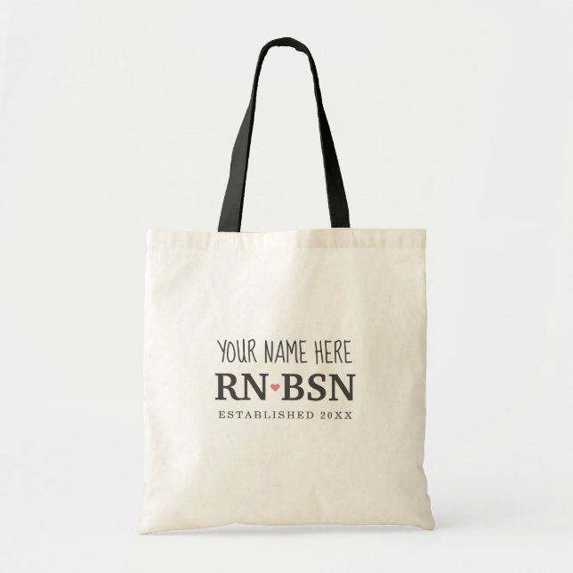 Nurse RN BSN Simple Cute Personalized Tote Bag (Front)