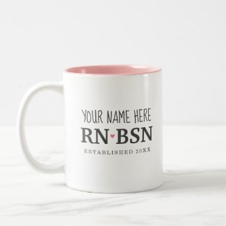 Nurse RN BSN Simple Cute Personalized Two-Tone Coffee Mug