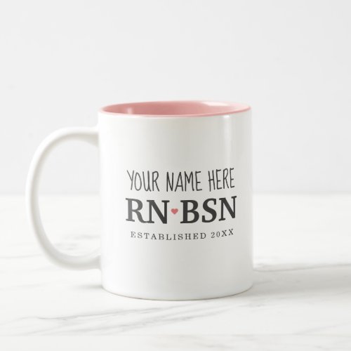 Nurse RN BSN Simple Cute Personalized Two_Tone Coffee Mug