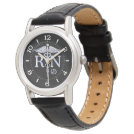 Nurse RN Caduceus Monogram Dial Style on Black Wristwatch Nurse RN Caduceus Monogram Dial Style on Black Wristwatch