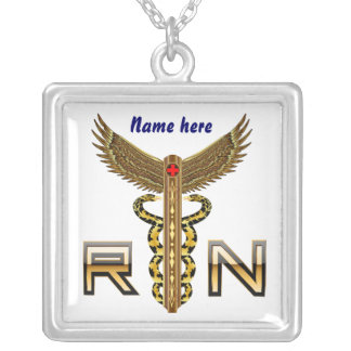 Nurse RN Customize Edit Change Back Color Silver Plated Necklace