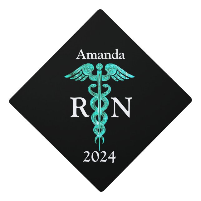 Nurse RN Graduate Customized Medical Symbol Graduation Cap Topper (Front)
