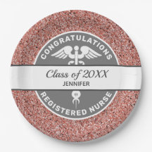 Nurse RN Graduation Rose Gold Glitter Personalized