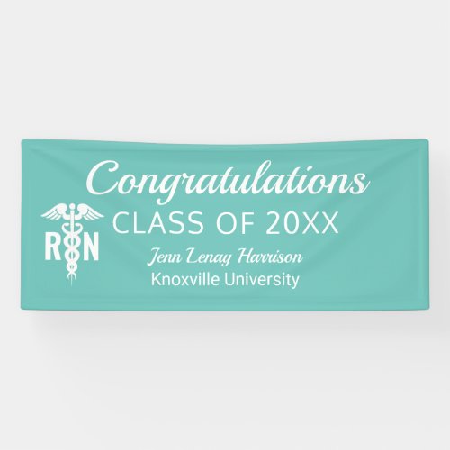 Nurse RN Graduation Teal Blue Congrats Party Banner