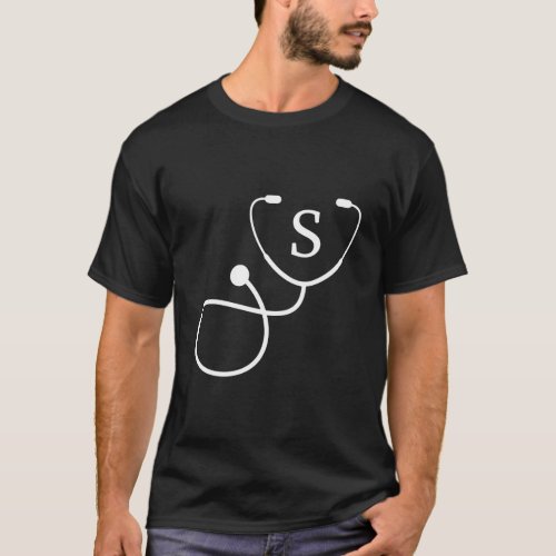 Nurse Rn Lpn Doctor Stethoscope With Initial S T_Shirt